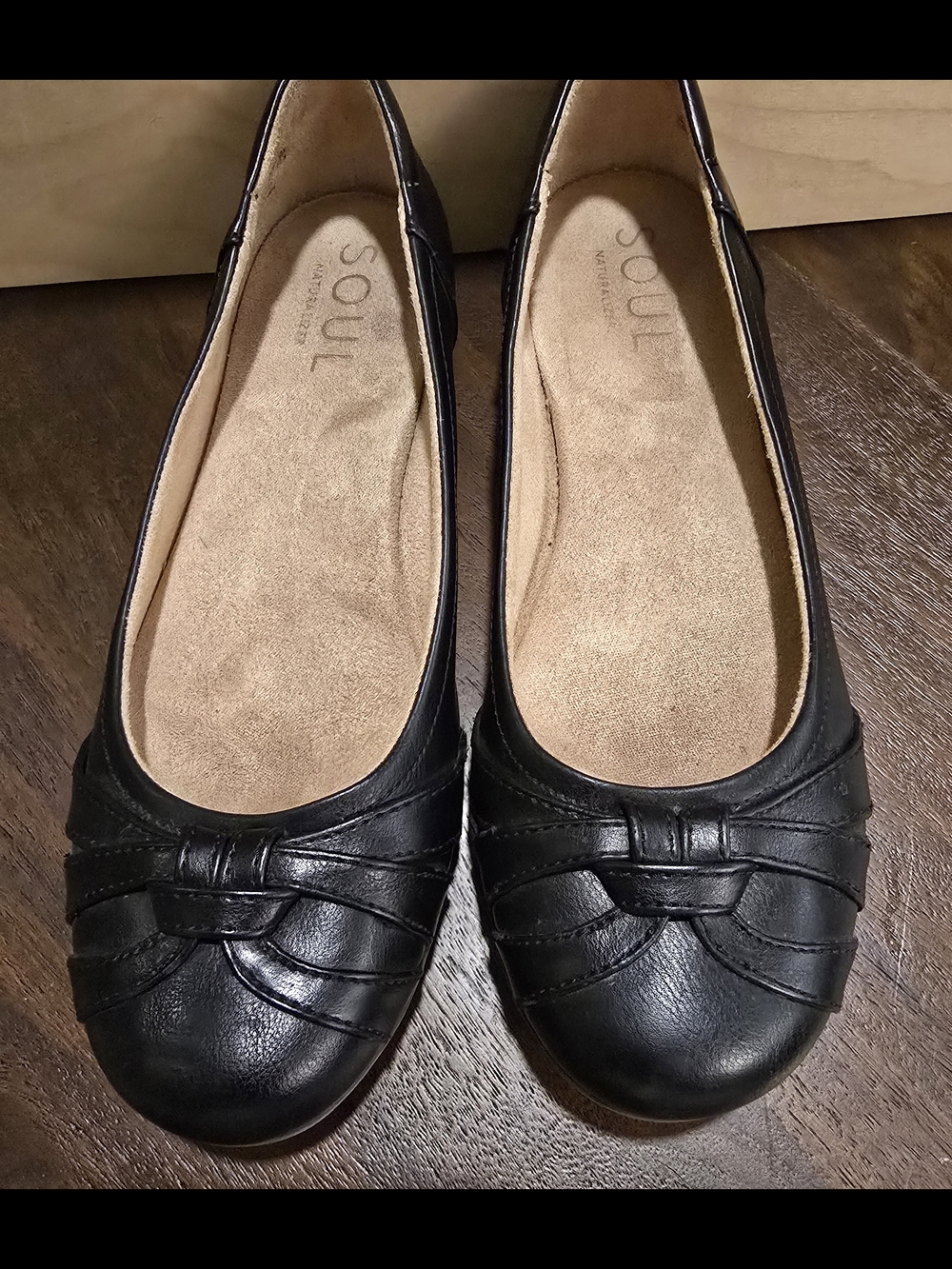 Soul by Soul Naturalizer Gift Black Leather Ballet Flats